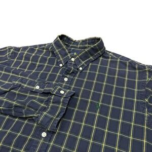 Ralph Lauren Men's Plaid Button Down Shirt XL Cotton Green Yellow Navy Pony